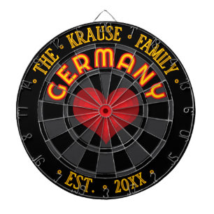 Cible De Fléchettes Nom de famille ALLEMAGNE Cœur rouge gris charbon n
