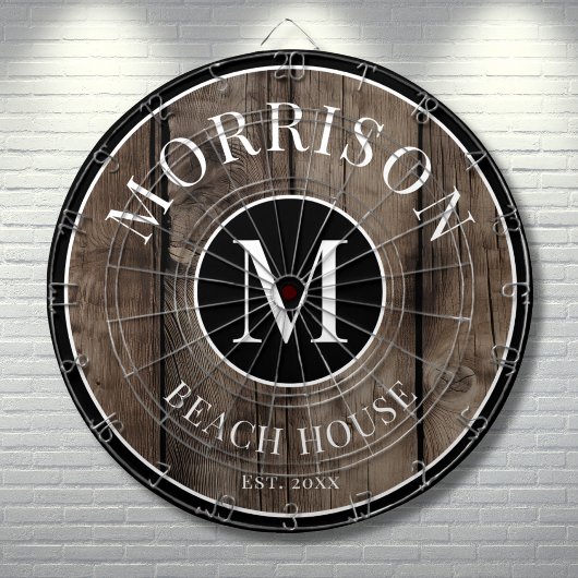 Cible De Fléchettes Nom de famille Bois Rustique