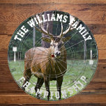 Cible De Fléchettes Nom de famille personnalisé Photo de cerf personna<br><div class="desc">Ajoutez votre nom de famille et créez facilement votre tableau de bord de nom de famille personnalisé. Cliquez sur le bouton PERSONNALISER pour modifier la couleur du texte.</div>
