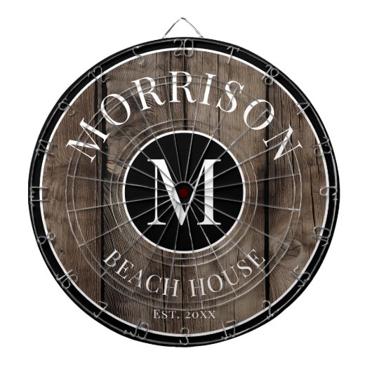 Cible De Fléchettes Nom de famille Rustic Wood (Devant)