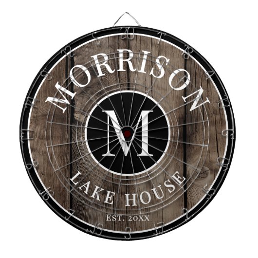 Cible De Fléchettes Nom de famille Rustic Wood (Devant)