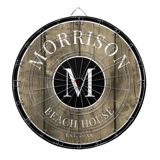 Cible De Fléchettes Nom de famille Rustic Wood (Devant)