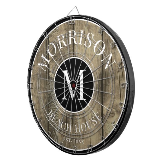 Cible De Fléchettes Nom de famille Rustic Wood (Devant droit)