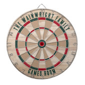 Cible De Fléchettes Nom de famille Wood Look Jeux Salle Rustique (Devant)
