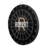 Cible De Fléchettes Nom de monogramme en or noir moderne (Devant droit)