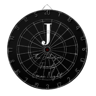Cible De Fléchettes Nom du monogramme Famille noire et blanche Jeu Nui