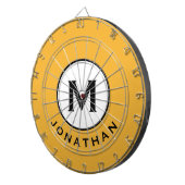 Cible De Fléchettes Nom du monogramme jaune de la moutarde cool (Devant droit)