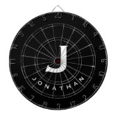 Cible De Fléchettes Nom du monogramme noir moderne (Devant)