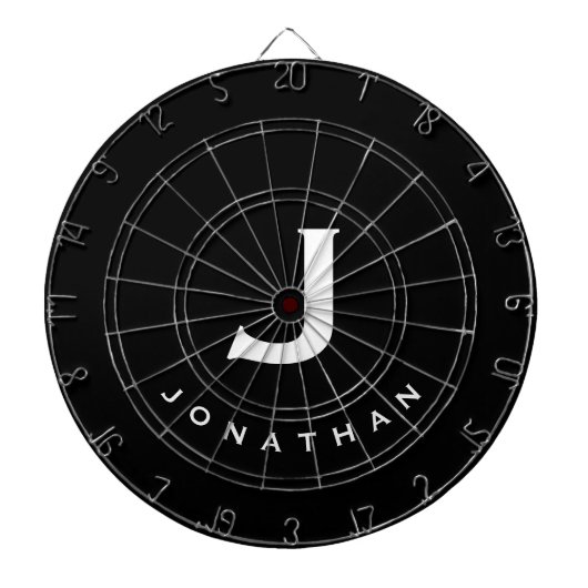 Cible De Fléchettes Nom du monogramme noir moderne (Devant)