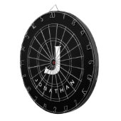 Cible De Fléchettes Nom du monogramme noir moderne (Devant droit)
