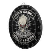 Cible De Fléchettes Nom personnalisé Biker Mécanique Skull Motorcycle  (Devant droit)