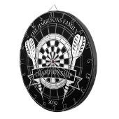 Cible De Fléchettes Nom personnalisé de la famille noire et blanche (Devant droit)