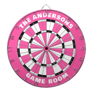 Cible De Fléchettes Nom personnalisé Filles Pink Black Dartboard
