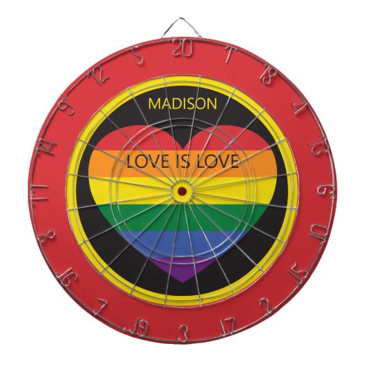 Cible De Fléchettes Nom personnalisé Rainbow Heart (Devant)