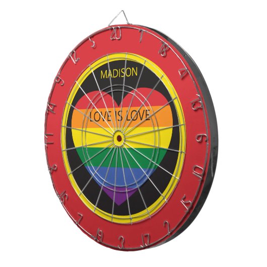 Cible De Fléchettes Nom personnalisé Rainbow Heart (Devant droit)