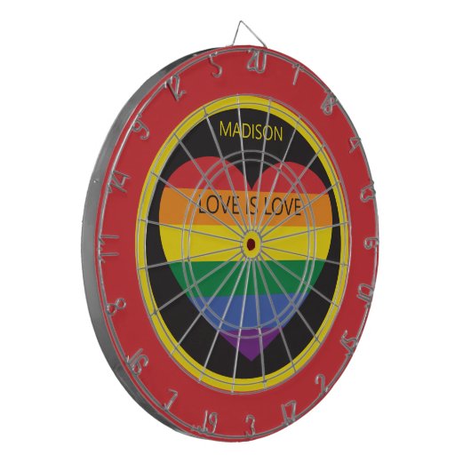 Cible De Fléchettes Nom personnalisé Rainbow Heart (Devant gauche)