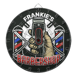 Cible De Fléchettes Nom personnalisé Retro Barber Shop Pole Barbier