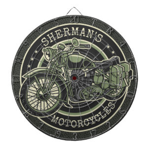 Cible De Fléchettes NOM personnalisé Retro Military Motorcycle Biker