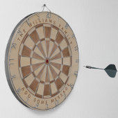 Cible De Fléchettes Nom rustique Message Brown Wood Classic