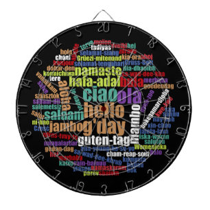 Cible De Fléchettes Nuage de mots multicolores de salutations en plusi