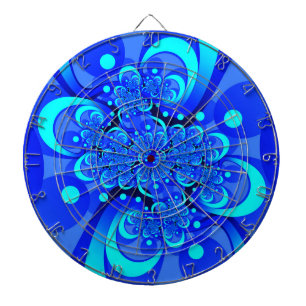 Cible De Fléchettes Nuances de bleu Art fractal abstrait moderne