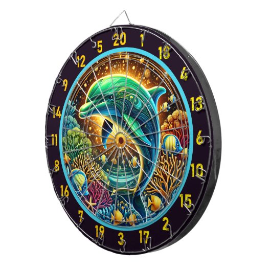 Cible De Fléchettes Ocean Harmony Dolphin Dartboard Deltboard Deltboar (Devant droit)