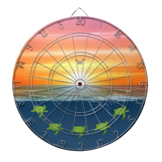 Cible De Fléchettes Ocean Sunrise et Tortues (Devant)