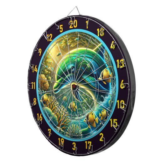 Cible De Fléchettes Ocean Vibes Dolphin Dartboard Charme (Devant droit)