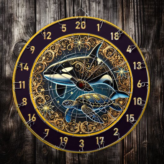 Cible De Fléchettes Orca et tortue Dartboard Wall Centerpiece