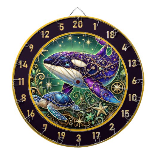 Cible De Fléchettes Orca rustique et muraille de tortue (Devant)