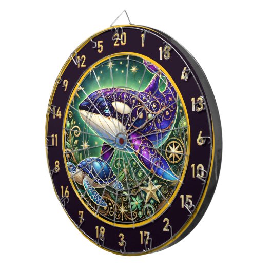 Cible De Fléchettes Orca rustique et muraille de tortue (Devant droit)