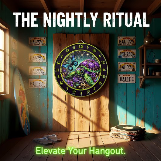 Cible De Fléchettes Ornate Turtle Butterfly Cosmic Lodge Art