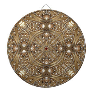 Cible de fléchettes ornée dorée