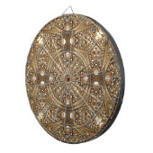 Cible de fléchettes ornée dorée (Devant droit)