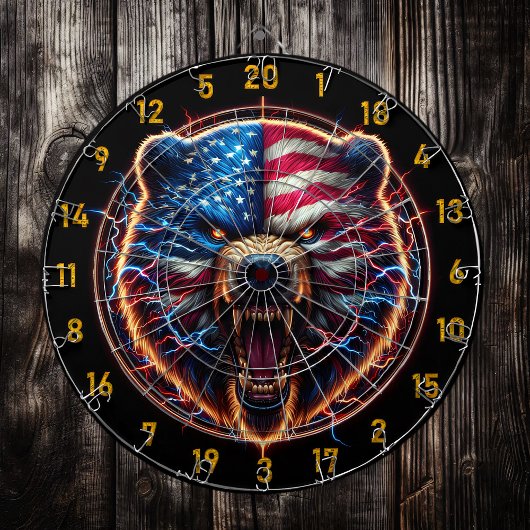 Cible De Fléchettes Ours rugissant de la fierté américaine