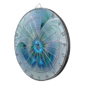 Cible De Fléchettes Ovations debout, fractale abstraite bleu turquoise (Devant droit)