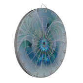 Cible De Fléchettes Ovations debout, fractale abstraite bleu turquoise (Devant gauche)