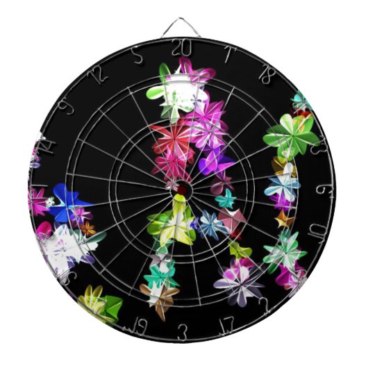 Cible De Fléchettes "PAIX" dans l'art des fleurs Imprimer (Devant)