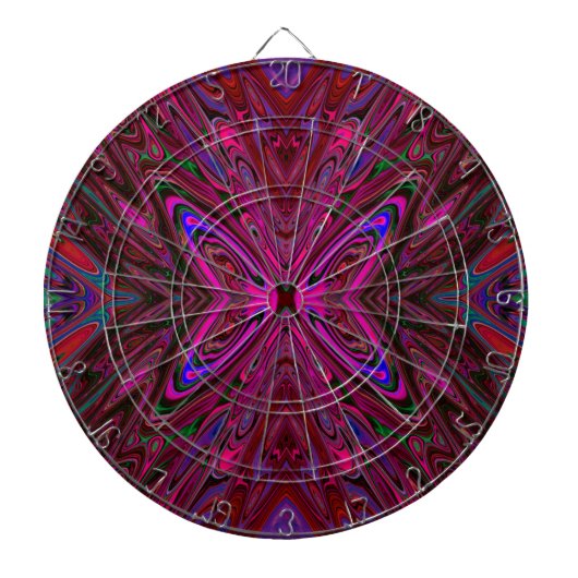 Cible De Fléchettes Papillon Abstrait Bleu, Rouge et Rose Tripant (Devant)