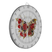 Cible De Fléchettes Papillon de fleurs rouges aux roses rouges (Devant gauche)