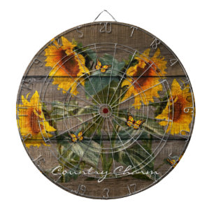 Cible De Fléchettes Papillons de tournesol rustique Barre
