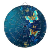 Cible De Fléchettes Papillons d'or sur un Arrière - plan bleu (Devant)