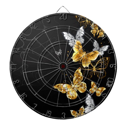 Cible De Fléchettes Papillons dorés et blancs (Devant)