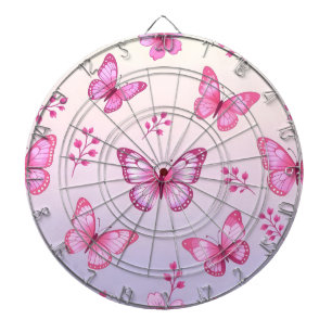 Cible De Fléchettes Papillons roses et motif de fleurs