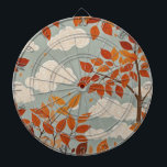 Cible De Fléchettes Parfum automnal<br><div class="desc">Un spectacle époustouflant de feuilles d'automne orange et rouge, dansant sur fond de ciel bleu pastel serein orné de nuages blancs et moelleux. Saviez-vous que les couleurs vibrantes du feuillage d'automne ne sont pas causées par le froid, mais plutôt par la dégradation de la chlorophylle, le pigment vert en feuille,...</div>