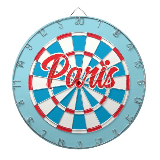 Cible De Fléchettes PARIS Bleu Blanc et rouge texte modifiable Rétro (Devant)