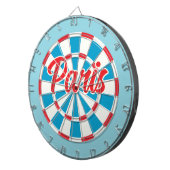 Cible De Fléchettes PARIS Bleu Blanc et rouge texte modifiable Rétro (Devant droit)