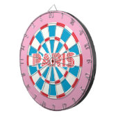 Cible De Fléchettes PARIS Rose Rouge Blanc et Bleu texte éditable Rétr (Devant droit)