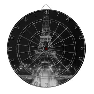 Cible De Fléchettes Paris vintage fontaines tour Eiffel nuit