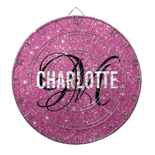 Cible De Fléchettes Parties scintillant rose moderne monogramme nom ca (Devant)